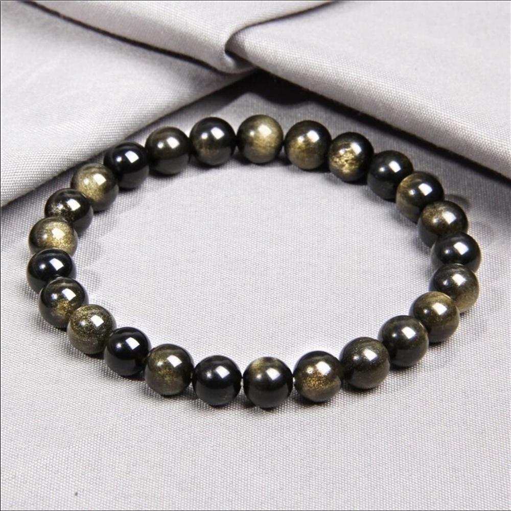 Natural reflective golden obsidian 6 - 10 mm bracelet - Picture 3 of 7